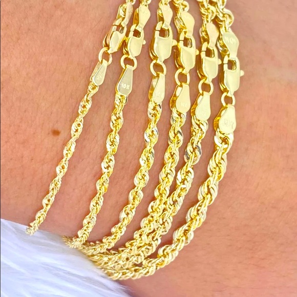 10k solid gold diamond cut Rope bracelet 7 inches 2.5mm NOT PLATED GENUINE SAlLE